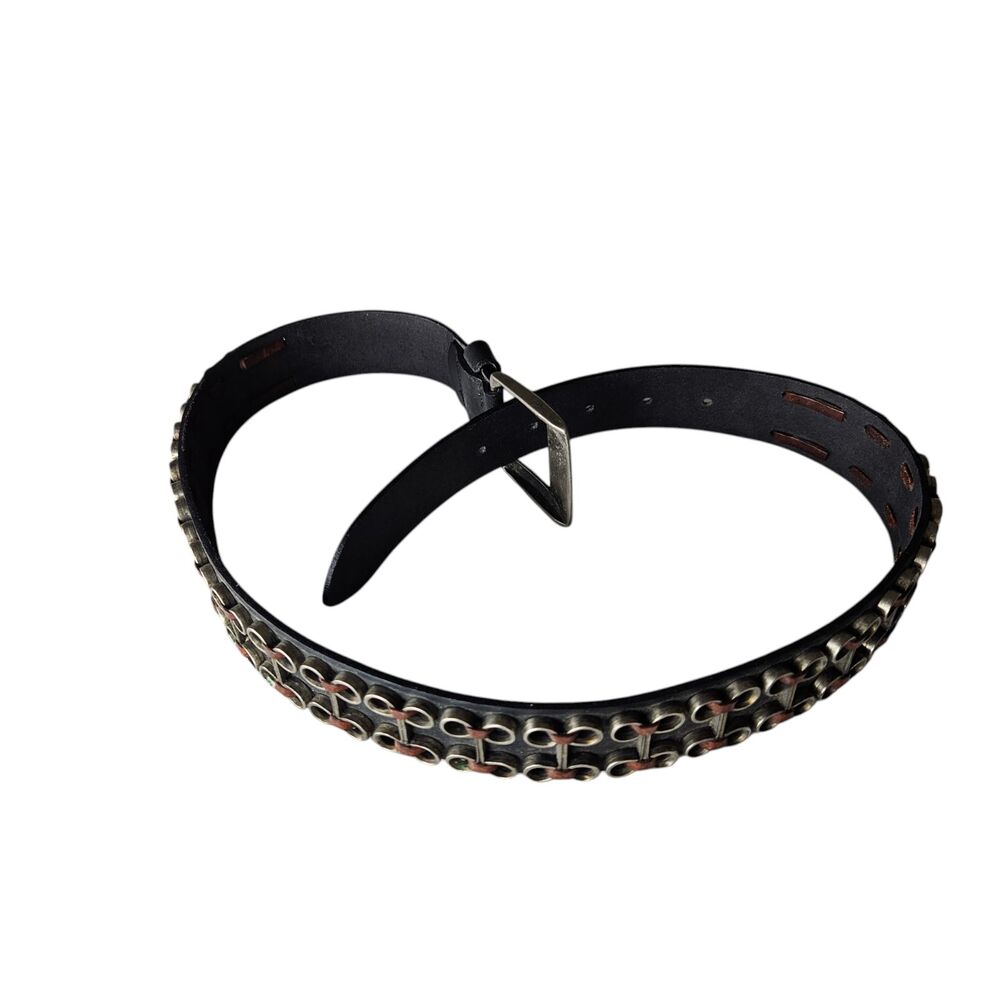 Vintage The Limited Leather Belt Womens Medium Black Italy Western Cowgirl Rodeo - Picture 3 of 9